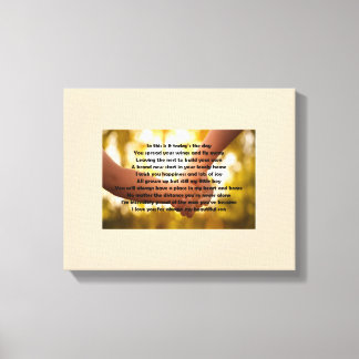 Son leaving home poem on canvas print