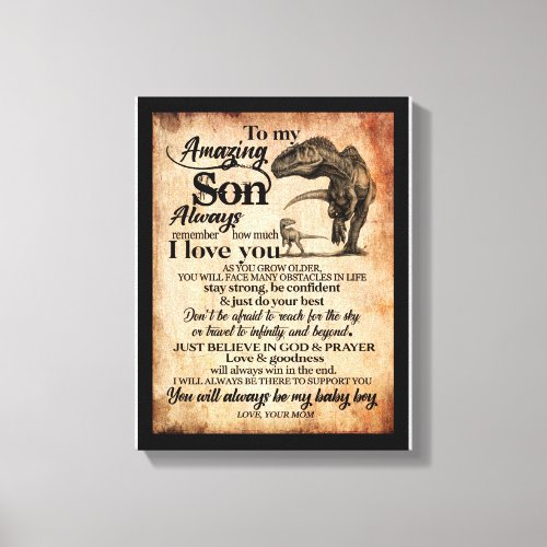 Son Lovers  To My Amazing Son Remember I Love You Canvas Print