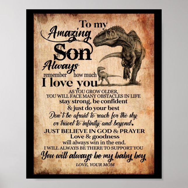Son Lovers | To My Amazing Son Remember I Love You Poster (Front)