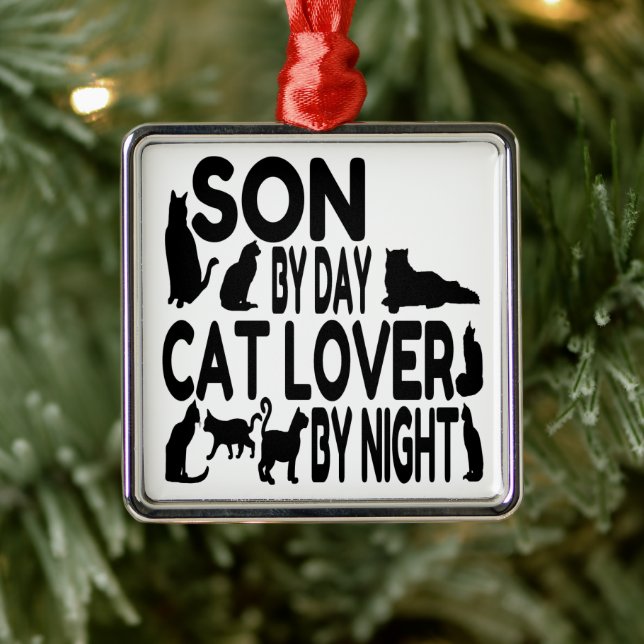 Son Loves Cats Metal Ornament (Tree)
