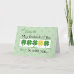 Son, Luck of the Irish St. Patrick's Day Clovers Card<br><div class="desc">The luck of the Irish is filling this card through the green and one gold shamrock. Perfect card to send to your son on St. Patrick’s Day!</div>