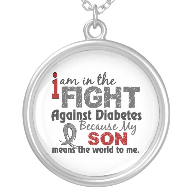 Son Means World To Me Diabetes Silver Plated Necklace (Front)