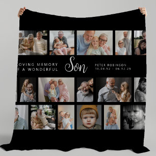 Son Memorial 18 Photo Collage Fleece Blanket