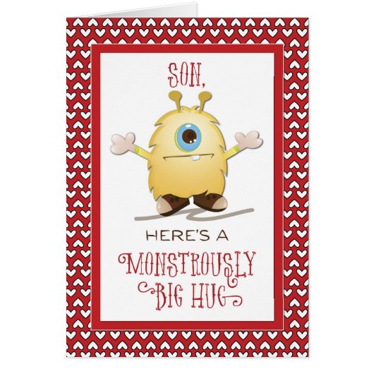 Son Monster Hug Valentine Hearts (Front)
