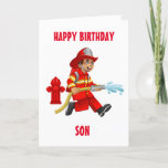 SON & MY FAVORITE FIREMAN ON BIRTHDAY! CARD<br><div class="desc">THANK U FOR STOPPING BY ONE OF MY EIGHT STORES!!!!</div>