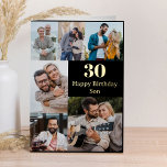 Son Name or Relation Any Age 6 Photo Gold Foil Foil Greeting Card<br><div class="desc">Say happy birthday with a luxury gold foil photo card. The design has gold foil lettering on the front for the age, greeting and name or relation such as number 30 Happy Birthday Son. Easy photo template for you to create a personalized photo collage with 6 of your favorite photos,...</div>
