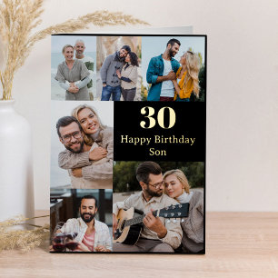 Son Name or Relation Any Age 6 Photo Gold Foil Foil Greeting Card