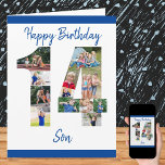 Son Number 14 Photo Collage Big 14th Birthday Card<br><div class="desc">Personalize this big 14th birthday card with up to 12 different photographs. Designed for your son (although 'son' can be edited to a name or whatever you want), the number 14 photo collage is a thoughtful way to give a birthday card with a unique and special quality. The template is...</div>