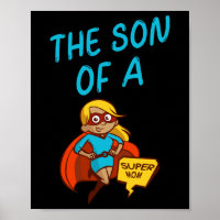 Son of a Super MoM Blue Text Female Superhero Clip