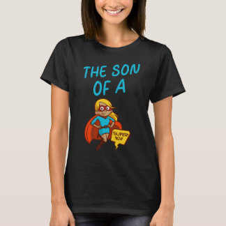 Son of a Super MoM Blue Text Female Superhero Clip T-Shirt