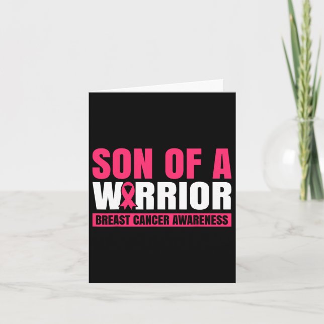 Son Of A Warrior Breast Cancer Awareness  Card (Front)