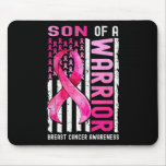 Son Of A Warrior Breast Cancer Usa Flag Awareness  Mouse Pad