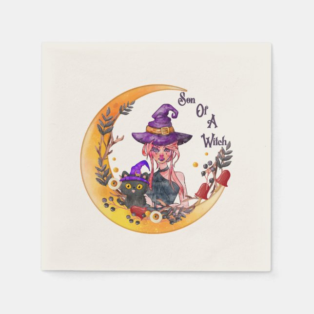 Son of a Witch – Crescent Moon Design Napkins (Front)