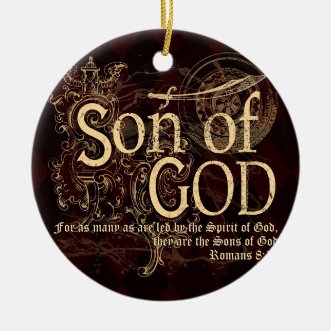 Son of God, Romans 8:14 Christian Ceramic Ornament (Front)