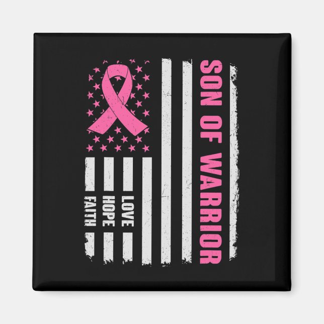 Son Of Warrior American Flag Breast Cancer Awarene Magnet (Front)