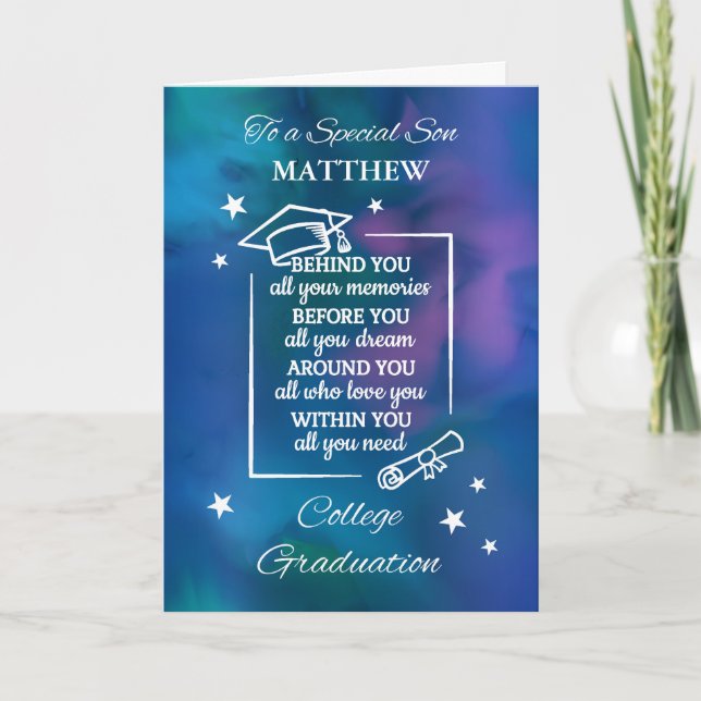 Son Personalize College Graduation Quote Card (Front)