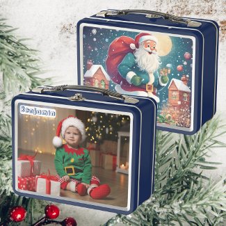 Son Photo | Santa Delivering Gifts | Kids Blue