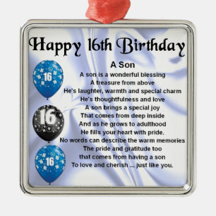 Son poem - 16th Birthday design Metal Ornament