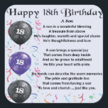 Son Poem 18th Birthday Square Sticker<br><div class="desc">A great gift for a son on his 18th birthday</div>