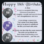 Son Poem 18th Birthday Square Sticker<br><div class="desc">A great gift for a son on his 18th birthday</div>