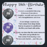 Son Poem 18th Birthday Square Sticker<br><div class="desc">A great gift for a son on his 18th birthday</div>