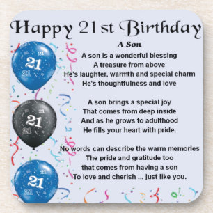 Son Poem  - 21st Birthday Design Beverage Coaster