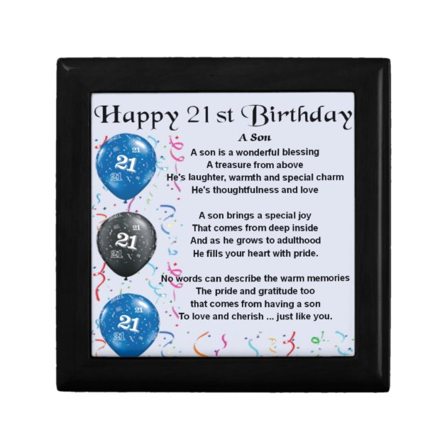 Son Poem - 21st Birthday Design Gift Box | Zazzle