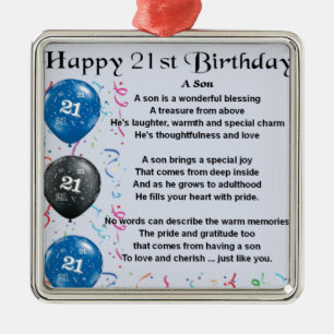 Son Poem - 21st Birthday Design Metal Ornament