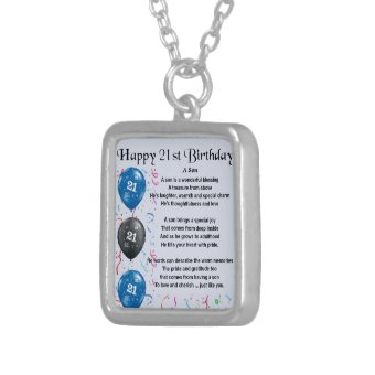 Son Poem - 21st Birthday Design Silver Plated Necklace | Zazzle