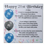 Son Poem  - 21st Birthday Design Tile<br><div class="desc">A great gift for a son on his 21st birthday</div>
