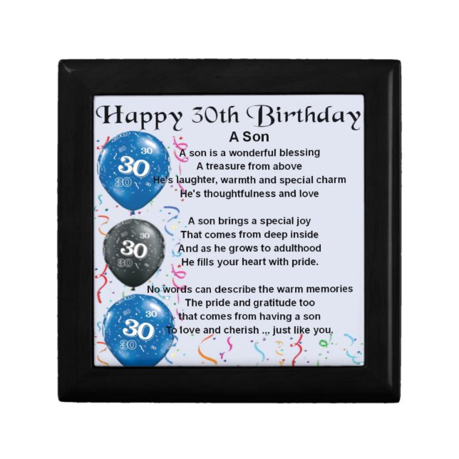 Son Poem  - 30th Birthday Design Keepsake Box (Front)