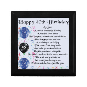 Son Poem  - 40th Birthday Design Gift Box