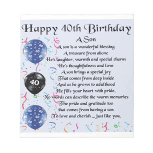Son Poem - 40th Birthday Design Notepad