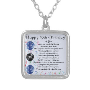 Son Poem - 40th Birthday Design Silver Plated Necklace
