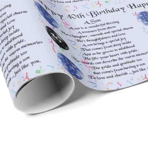 Son Poem - 40th Birthday Design Wrapping Paper | Zazzle