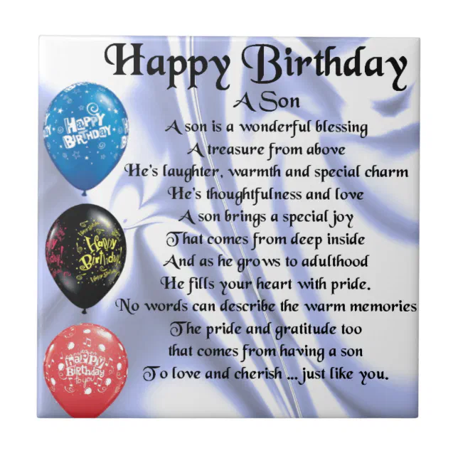 Son Poem - Happy Birthday Ceramic Tile | Zazzle