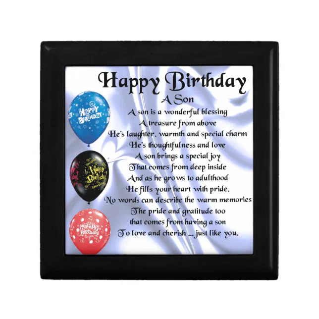 Son Poem - Happy Birthday Keepsake Box | Zazzle