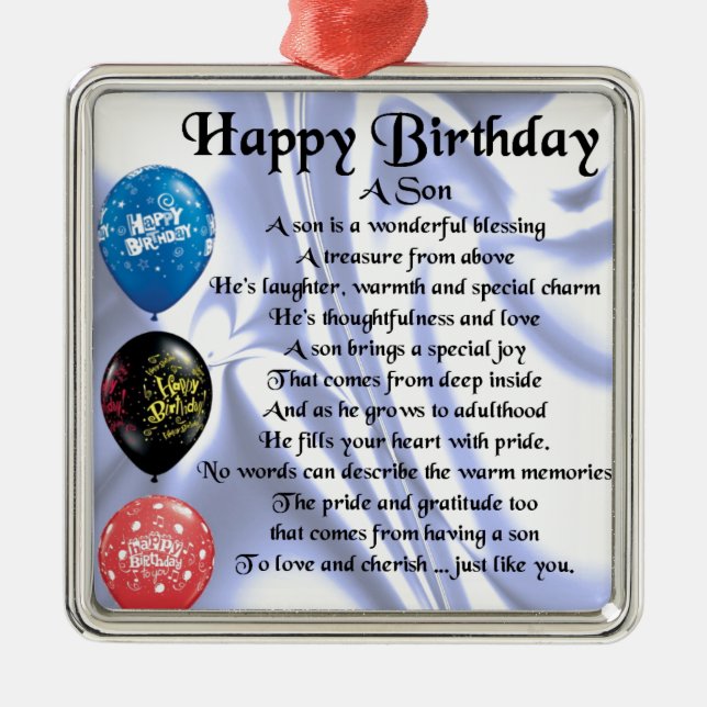 Son Poem  -  Happy Birthday Metal Ornament (Front)