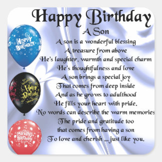 Son Poem - Happy Birthday Square Sticker