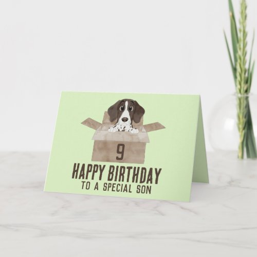 Son Puppy in Box Birthday Card