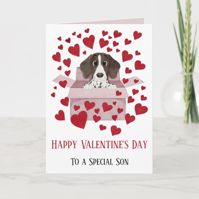 Son  Puppy in Box Valentine's  Card (Front)
