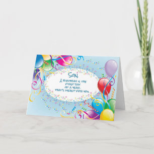 Son, Religious Joy Birthday Balloons Card