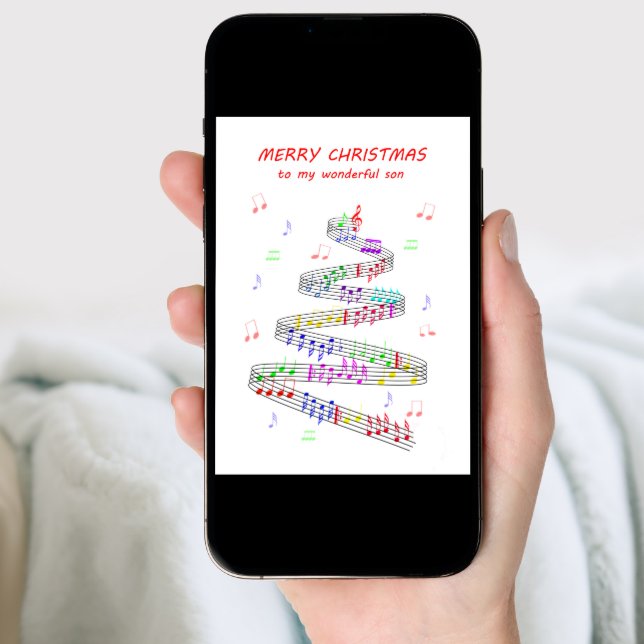 Son Sheet Music with a Stave Christmas Holiday Card (Front Digital)