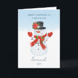 Son Snowman Christmas Holiday Card<br><div class="desc">Joyful Snowman wish you  a Merry Christmas</div>