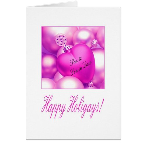 Son  Son in Law _ Pink Happy Holigays Card