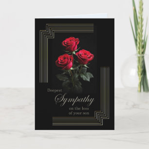 Son Sympathy Roses on Black Card