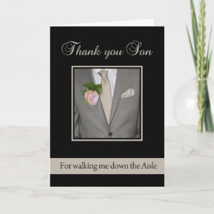 Son Thanks for Walking me down Aisle Letterpress Thank You Card