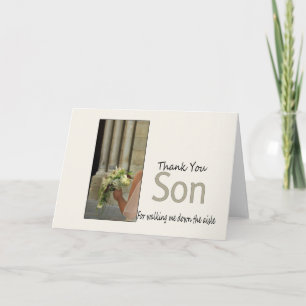 Son Thanks for Walking me down Aisle Letterpress Thank You Card