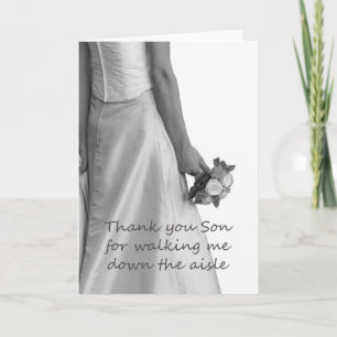 Son Thanks for Walking me down Aisle Letterpress Thank You Card