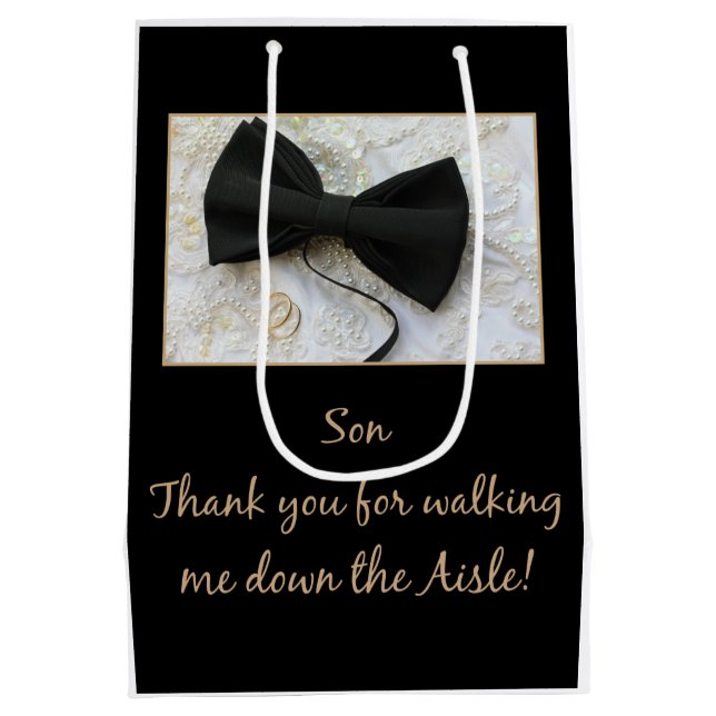 Son  Thanks for Walking me down Aisle Medium Gift Bag (Back)